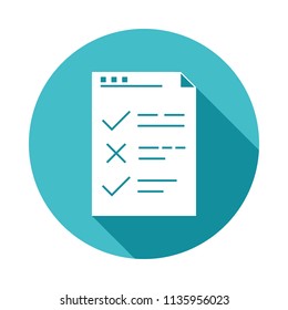 testing checklist icon in Flat long shadow style on white background