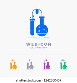 Testing, Chemistry, flask, lab, science 5 Color Glyph Web Icon Template isolated on white. Vector illustration