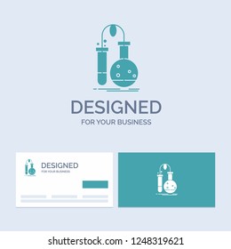Testing, Chemistry, flask, lab, science Business Logo Glyph Icon Symbol for your business. Turquoise Business Cards with Brand logo template.