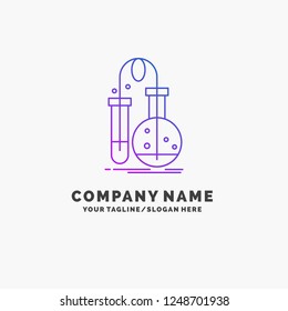 Testing, Chemistry, flask, lab, science Purple Business Logo Template. Place for Tagline