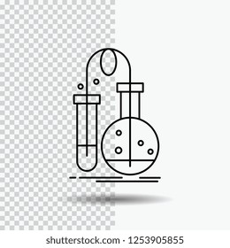 Testing, Chemistry, flask, lab, science Line Icon on Transparent Background. Black Icon Vector Illustration