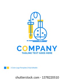 Testing, Chemistry, flask, lab, science Blue Yellow Business Logo template. Creative Design Template Place for Tagline.