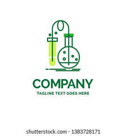 Testing, Chemistry, flask, lab, science Flat Business Logo template. Creative Green Brand Name Design.