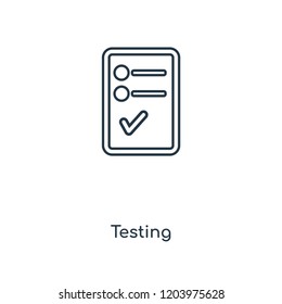 Testing concept line icon. Linear Testing concept outline symbol design. This simple element illustration can be used for web and mobile UI/UX.
