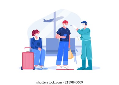 Testing for covid at airport Illustration concept. Flat illustration isolated on white background.