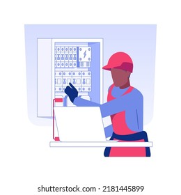 Testing of electrical wiring isolated concept vector illustration. Engineer with laptop make PAT test, interior works with voltage, industrial electrician, energy maintenance vector concept.