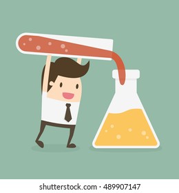 Pruebas Y Experimentación. Ilustración de dibujos animados de Business Concept.