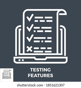 Testing Features Thin Line Vector Icon Isolated on the Black Background.