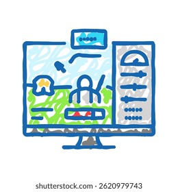 testing game development doodle icon sketch vector. testing game development sign. isolated symbol illustration