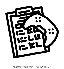testing game development line icon vector. testing game development sign. isolated contour symbol black illustration
