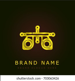 Testing glasses golden metallic logo