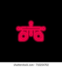 Testing glasses red glowing neon ui ux icon. Glowing sign logo vector
