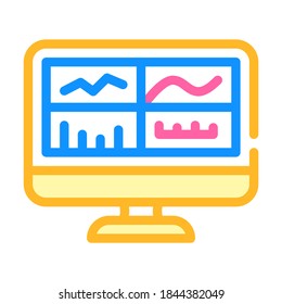 testing graphs on computer screen color icon vector. testing graphs on computer screen sign. isolated symbol illustration