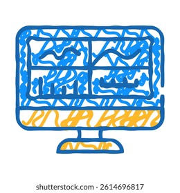 testing graphs on computer screen doodle icon sketch vector. testing graphs on computer screen sign. isolated symbol illustration