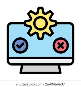 ícone de teste na ilustração de vetor de estilo de contorno colorido