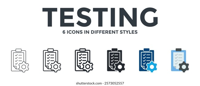 Testing Icon In Different Style Vector Illustration. Designed In Thin Line, Regular Line, Bold Line, Glyph, Color Fill, And Flat Style Can Be Used For Web