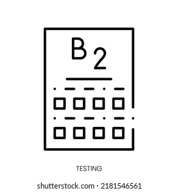 icono de prueba. Signo de estilo lineal aislado en fondo blanco. Ilustración del vector