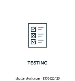 Testing icon. Thin outline style design from design ui and ux icons collection. Creative Testing icon for web design, apps, software, print usage
