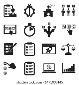 Testing Icons. Black Flat Design. Vector Illustration.