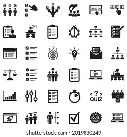 Testing Icons. Black Flat Design. Vector Illustration.