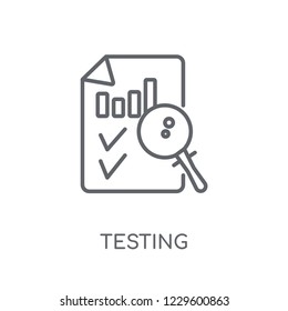 Testing linear icon. Modern outline Testing logo concept on white background from Programming collection. Suitable for use on web apps, mobile apps and print media.