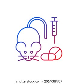 Testing medicine on animals gradient linear vector icon. Clinical trials on mice, experimenting on rats. Thin line color symbols. Modern style pictogram. Vector isolated outline drawing