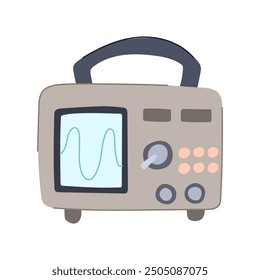 testing oscillograph cartoon. diagnostics calibration, probe bandwidth, resolution sampling testing oscillograph sign. isolated symbol vector illustration