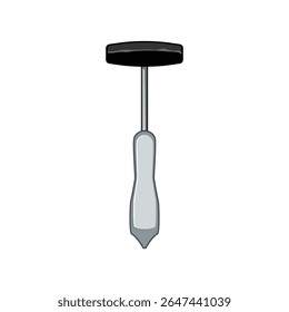 teste do desenho animado de martelo reflexo. avaliação de resposta, neurológico clínico, avaliação de tendão teste do sinal de martelo reflexo. símbolo isolado ilustração vetorial