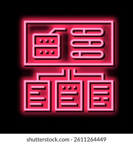 testing system neon light sign vector. testing system illustration
