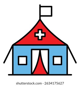 Testando o ícone do vetor da tenda para serviços médicos de emergência