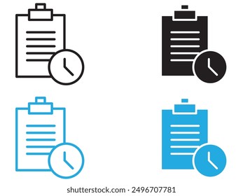 testing time icon black and white vector outline sign