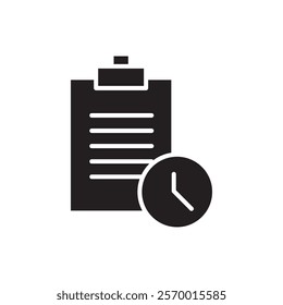 testing time icon black and white vector outline sign
