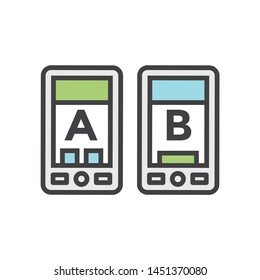 Testing, Trial, and Research Icon with A and B letters