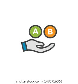 Testing, Trial, and Research Icon with A and B letters