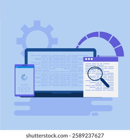 Testing website concept, website testing flat vector illustration