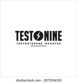Testonine Logo Design, Testosteron Booster, Energie, T-Boosting Muscle Growth Supplement und Bolzen.