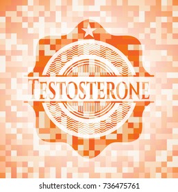 Testosterone abstract orange mosaic emblem with background