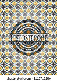  Testosterone arabic badge background. Arabesque decoration.