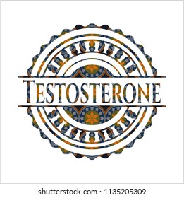 Testosterone arabic emblem. Arabesque decoration.