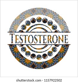 Testosterone arabic emblem. Arabesque decoration.