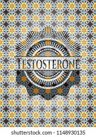 Testosterone arabic style emblem. Arabesque decoration.