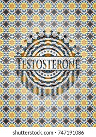 Testosterone arabic style emblem. Arabesque decoration.