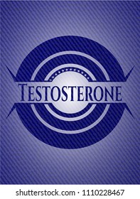 Testosterone badge with denim background