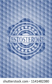 Testosterone blue badge with geometric pattern.