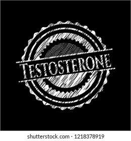 Testosterone chalk emblem written on a blackboard