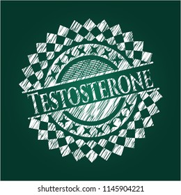 Testosterone chalkboard emblem on black board