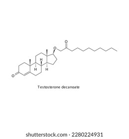 Testosterone decanoate flat skeletal molecular structure Androgen receptor agonist drug used in Adrenal insufficiency treatment. Vector illustration.