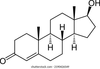 testosterone hormone chemical structure made with simple lines and text