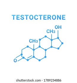 Testosteronhormone molekulare Formel, Symbol einzeln auf weißem Hintergrund. Konzept sexuelle männliche Macht. Vektorgrafik.