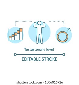 Testosterone level concept icon. Men's health idea thin line illustration. Male reproductive function. Vector isolated outline drawing. Editable stroke
